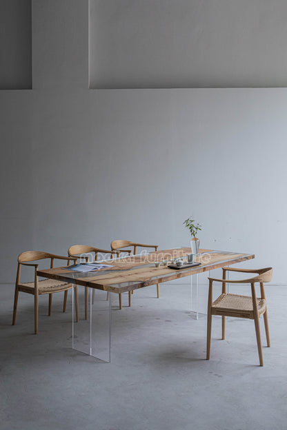 Resin Wood Dining Table - MOOKAFURNITURE