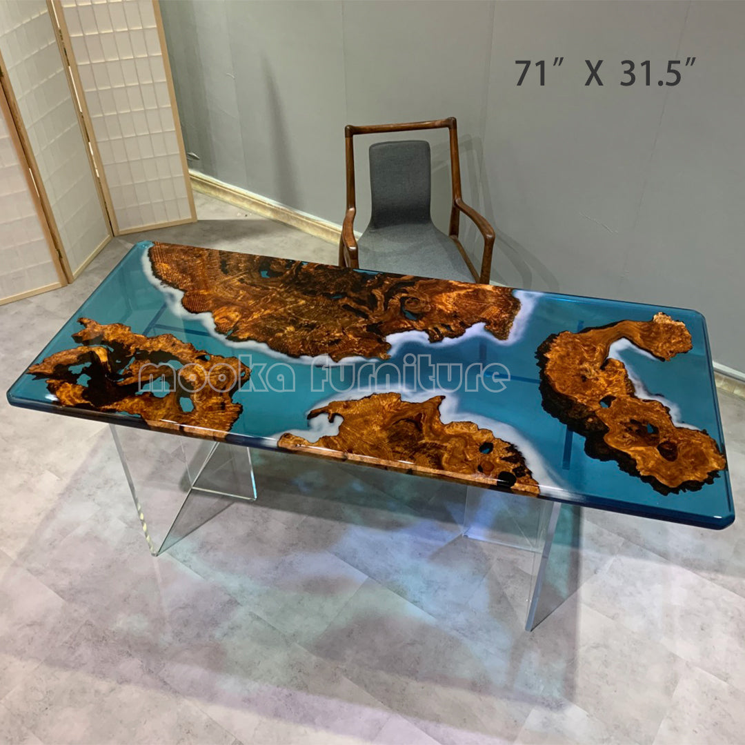 Resin Wood Dining Table - MOOKAFURNITURE