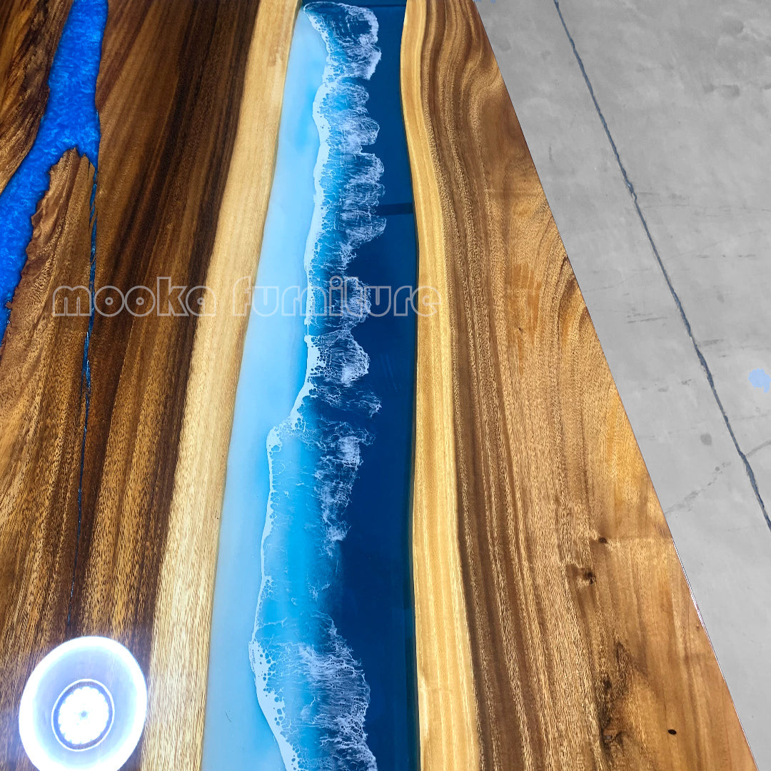 Resin Wood Dining Table - MOOKAFURNITURE