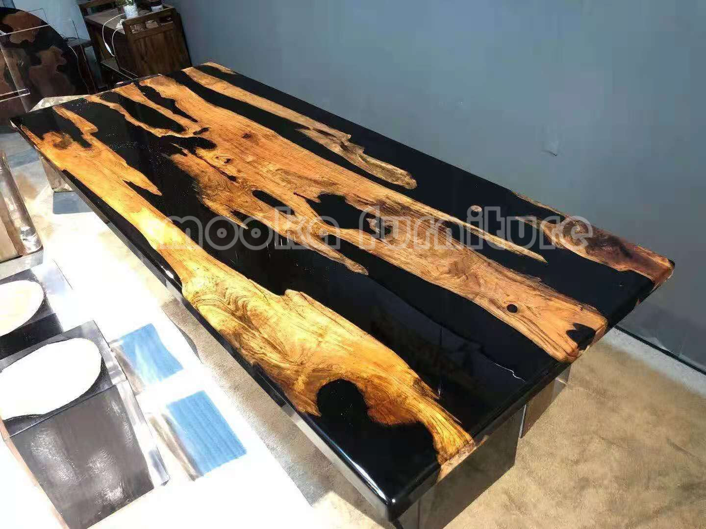 Resin Wood Dining Table - MOOKAFURNITURE