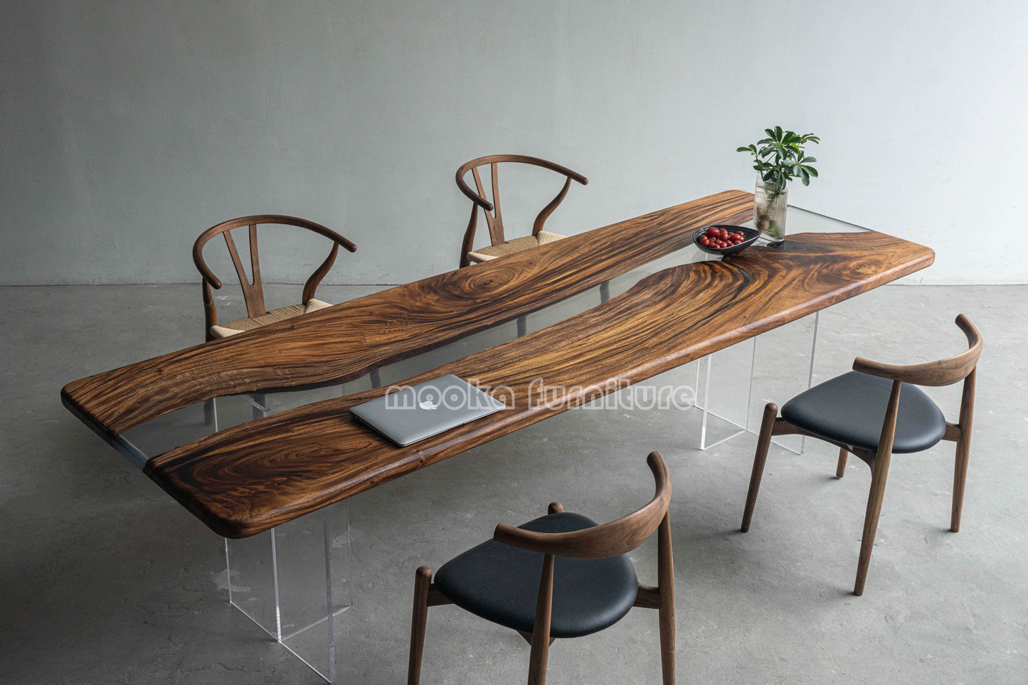 Resin Wood Dining Table - MOOKAFURNITURE