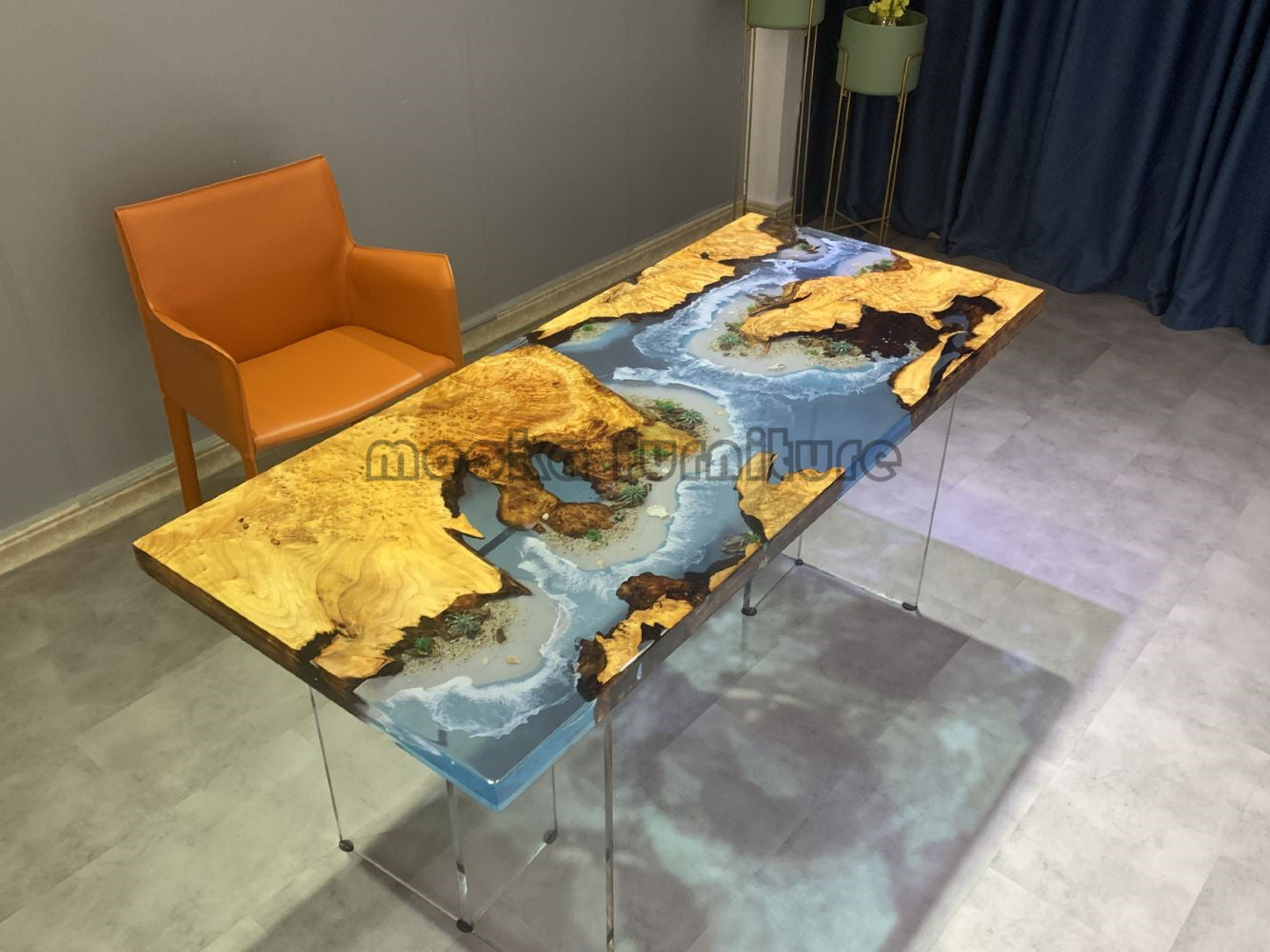 Resin Wood Dining Table - MOOKAFURNITURE