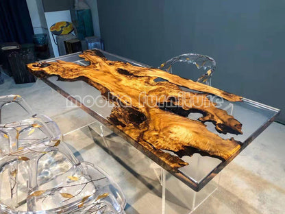 Resin Wood Dining Table - MOOKAFURNITURE