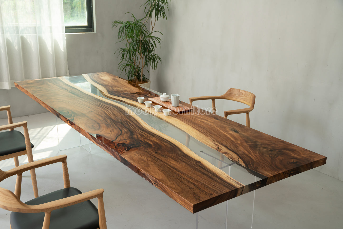 Resin Wood Dining Table - MOOKAFURNITURE