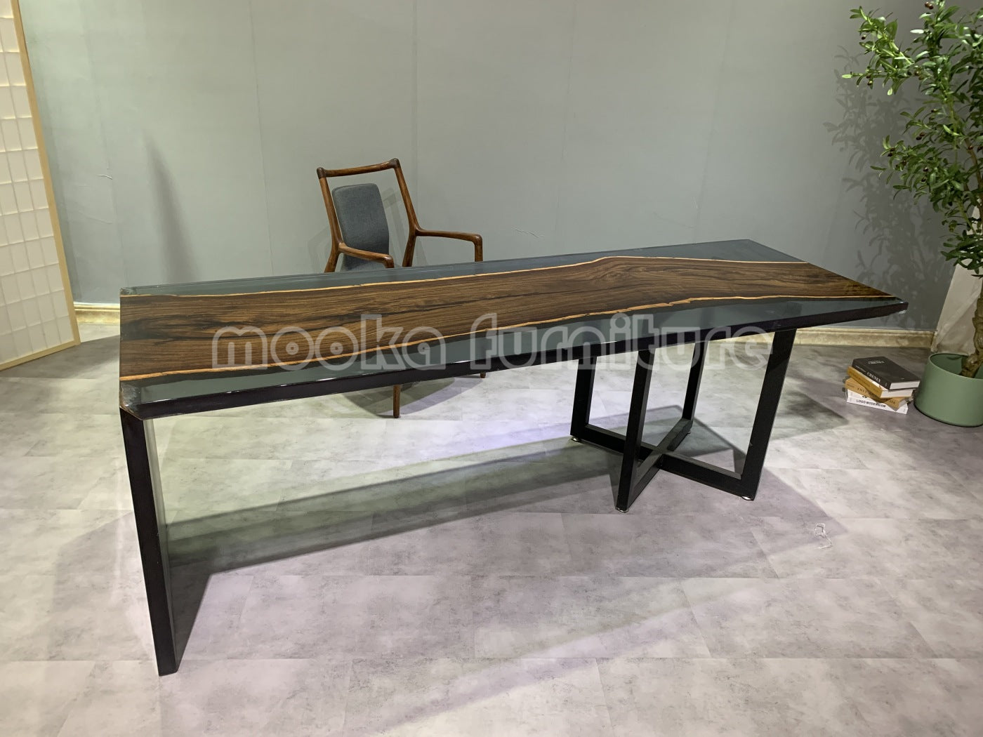 Resin Wood Dining Table - MOOKAFURNITURE