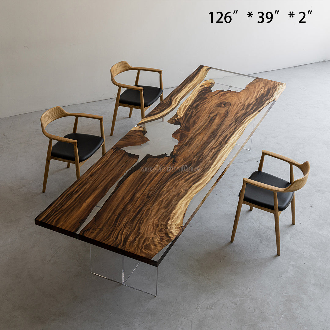 Resin Wood Dining Table - MOOKAFURNITURE