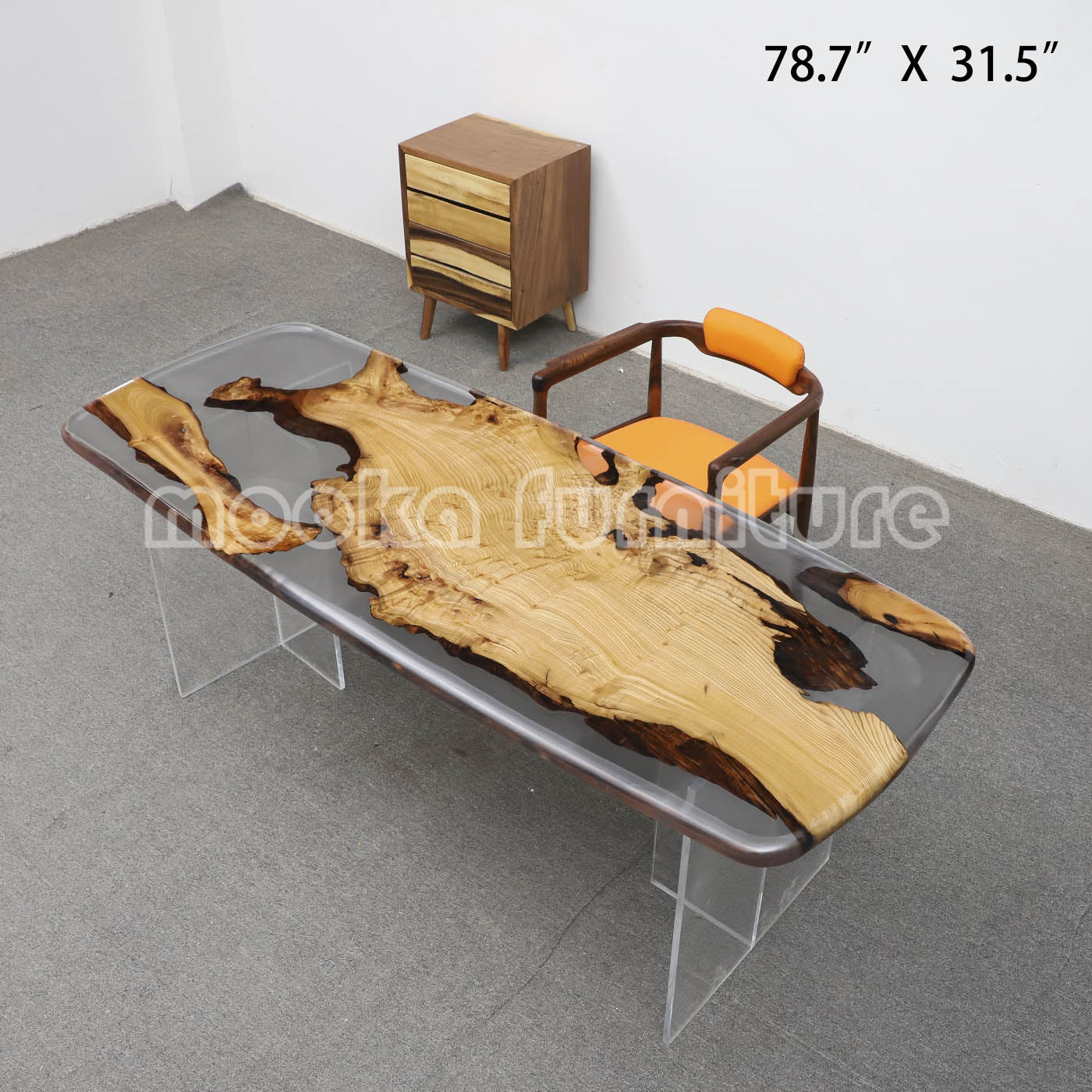 Resin Wood Dining Table - MOOKAFURNITURE