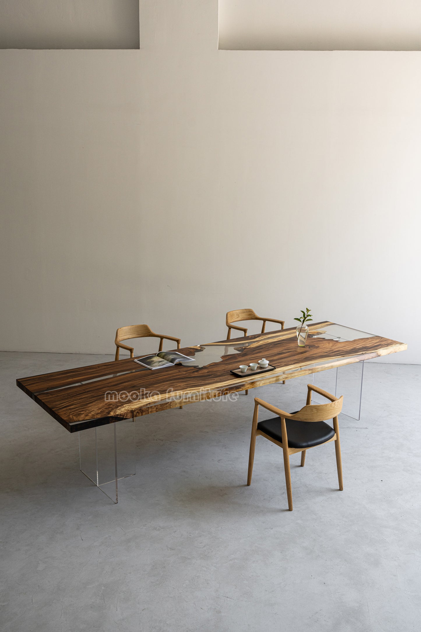 Resin Wood Dining Table - MOOKAFURNITURE