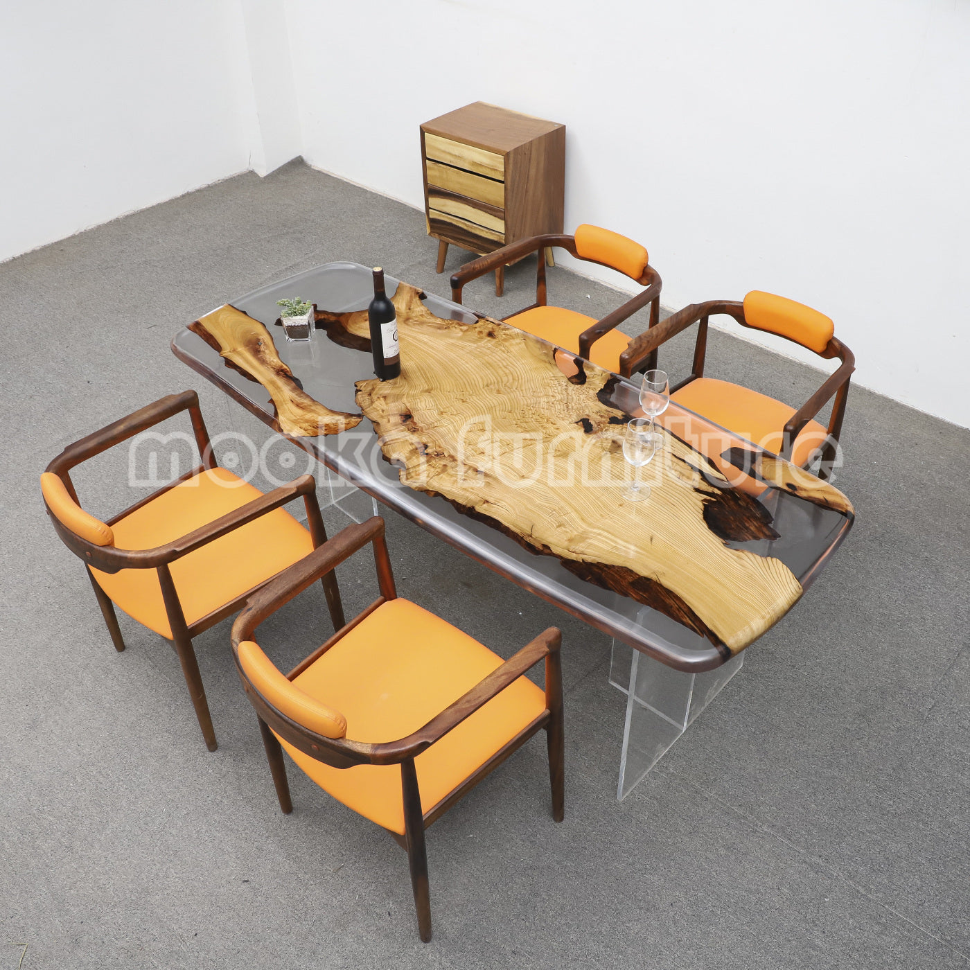 Resin Wood Dining Table - MOOKAFURNITURE