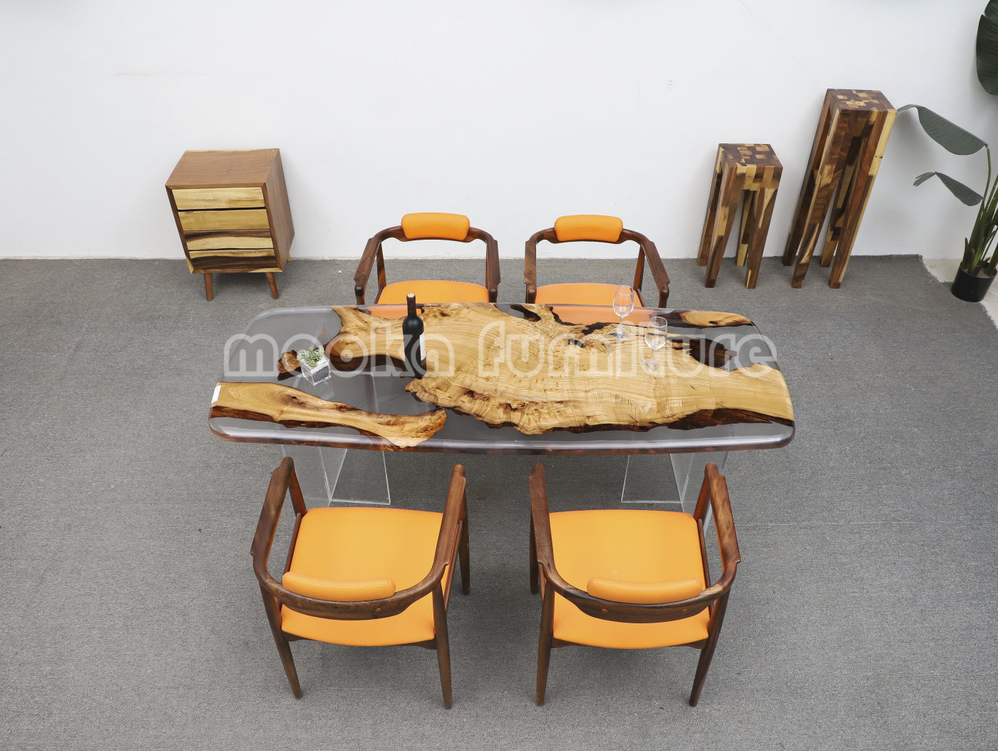 Resin Wood Dining Table - MOOKAFURNITURE