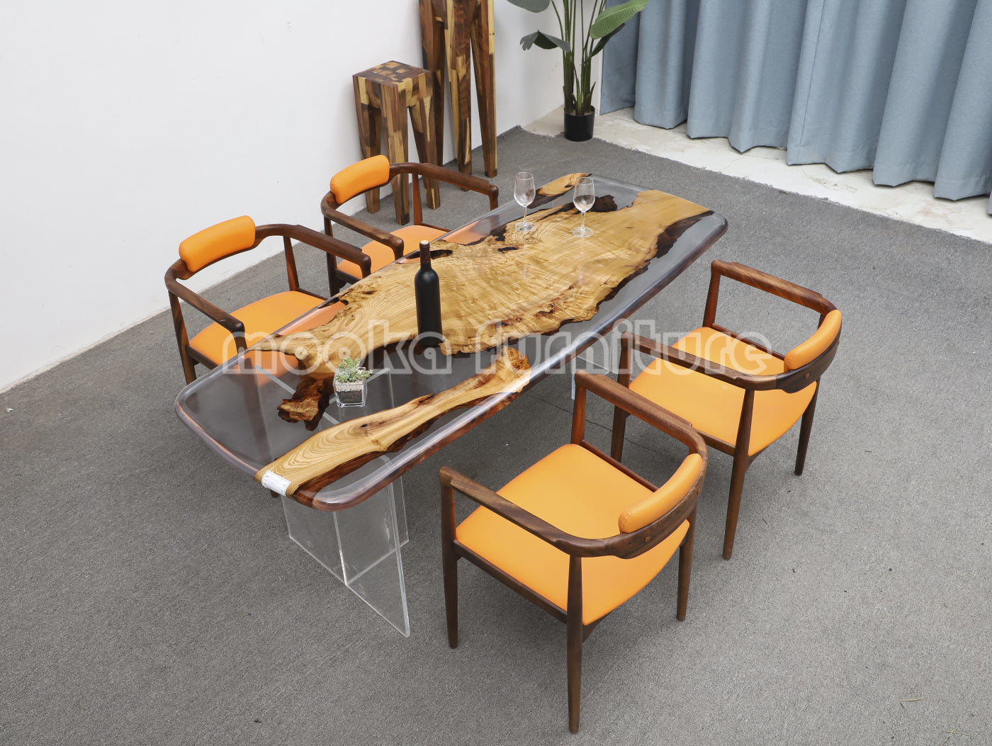 Resin Wood Dining Table - MOOKAFURNITURE