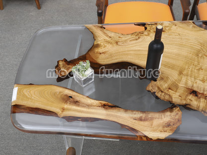 Resin Wood Dining Table - MOOKAFURNITURE