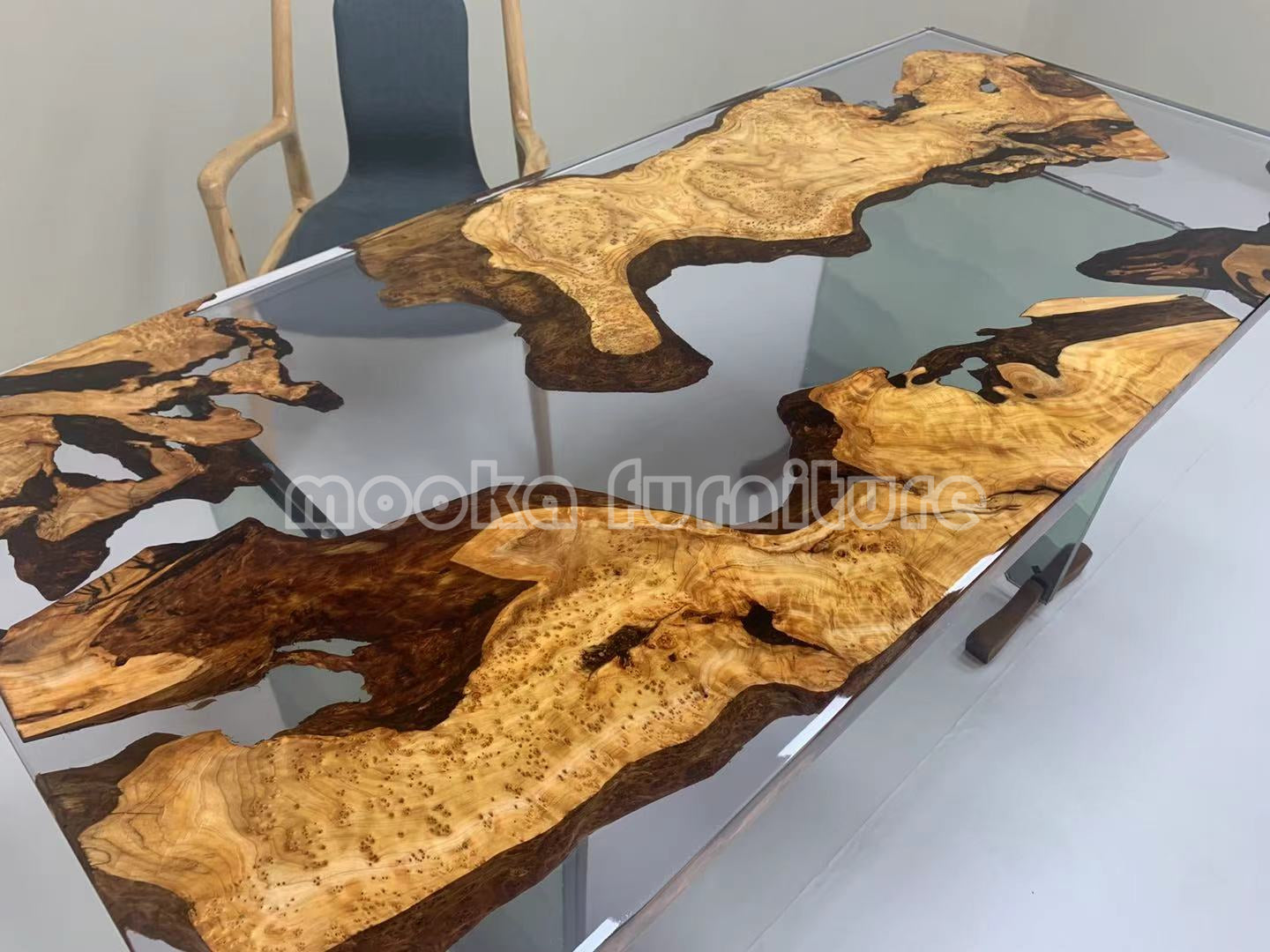 Resin Wood Dining Table - MOOKAFURNITURE