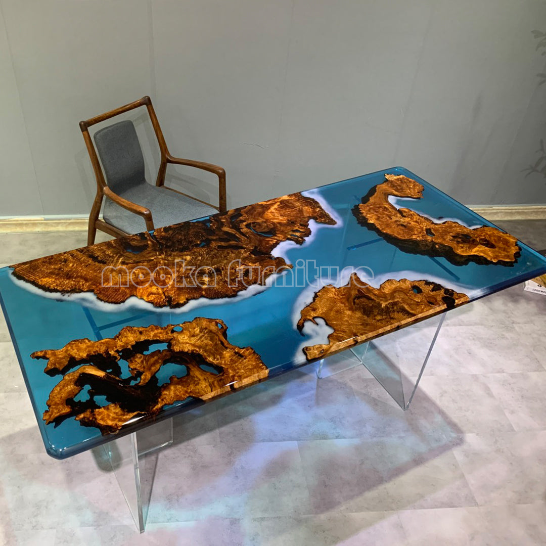 Resin Wood Dining Table - MOOKAFURNITURE