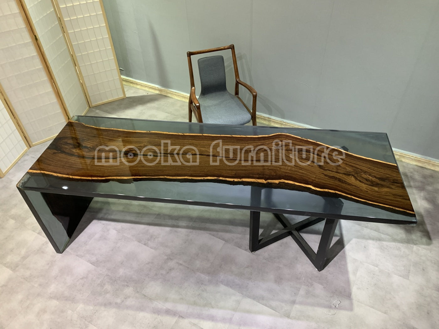 Resin Wood Dining Table - MOOKAFURNITURE