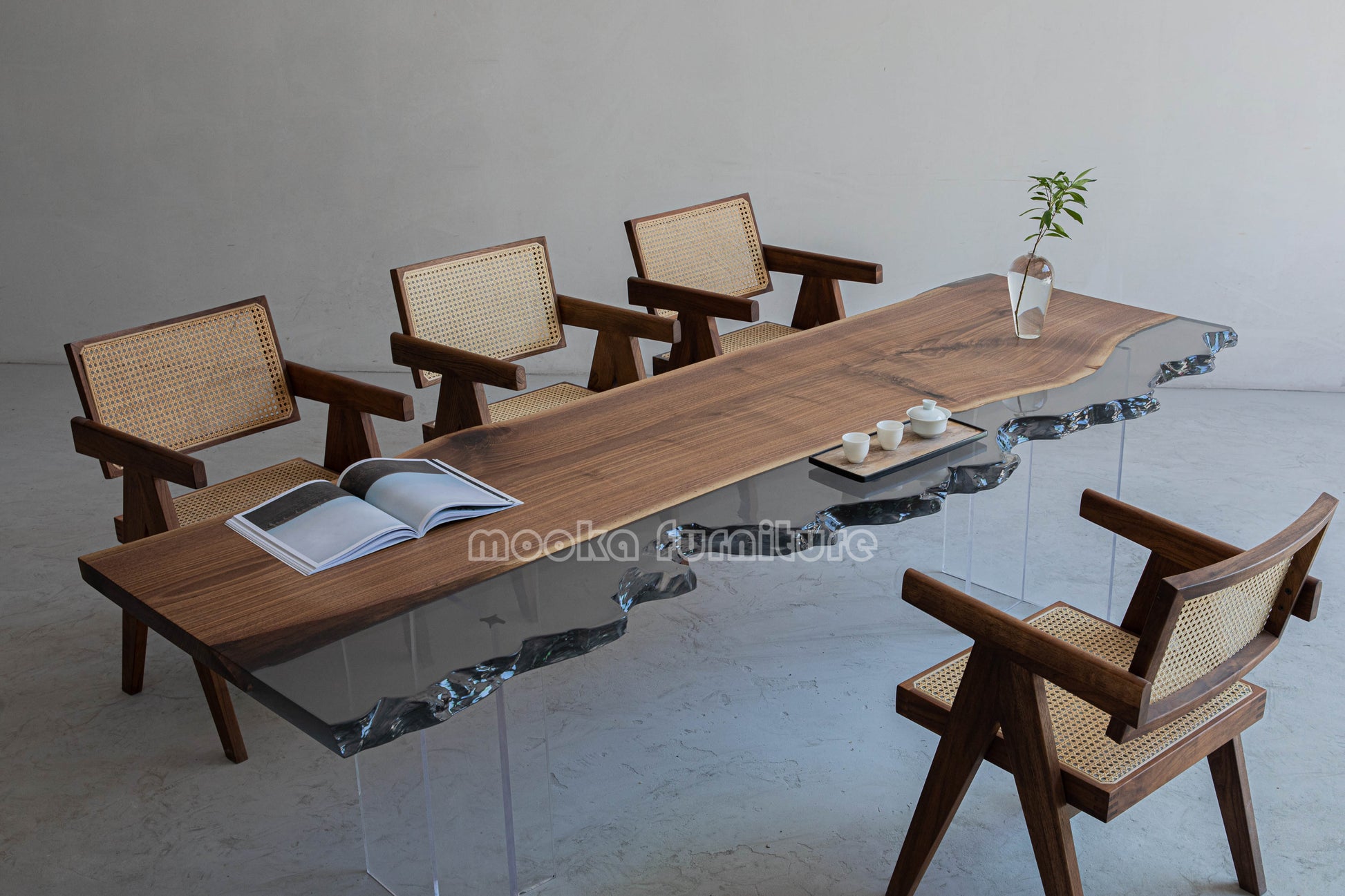 Resin Wood Dining Table - MOOKAFURNITURE