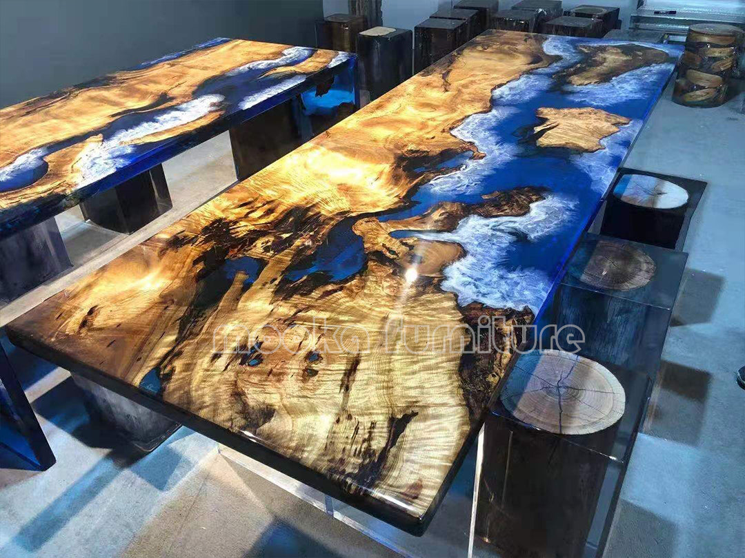 Resin Wood Dining Table - MOOKAFURNITURE