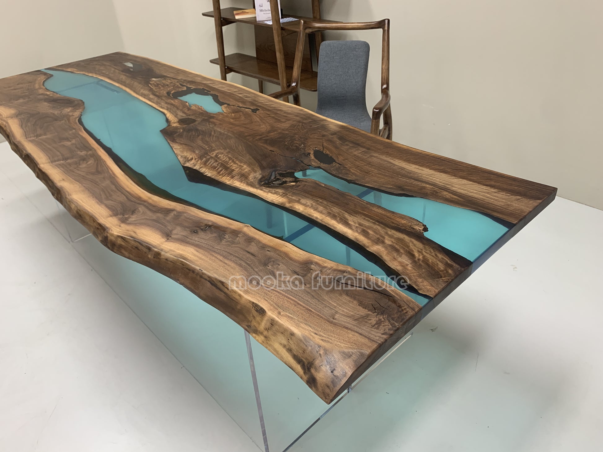 Resin Wood Dining Table - MOOKAFURNITURE