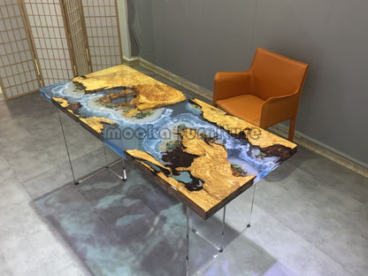 Resin Wood Dining Table - MOOKAFURNITURE