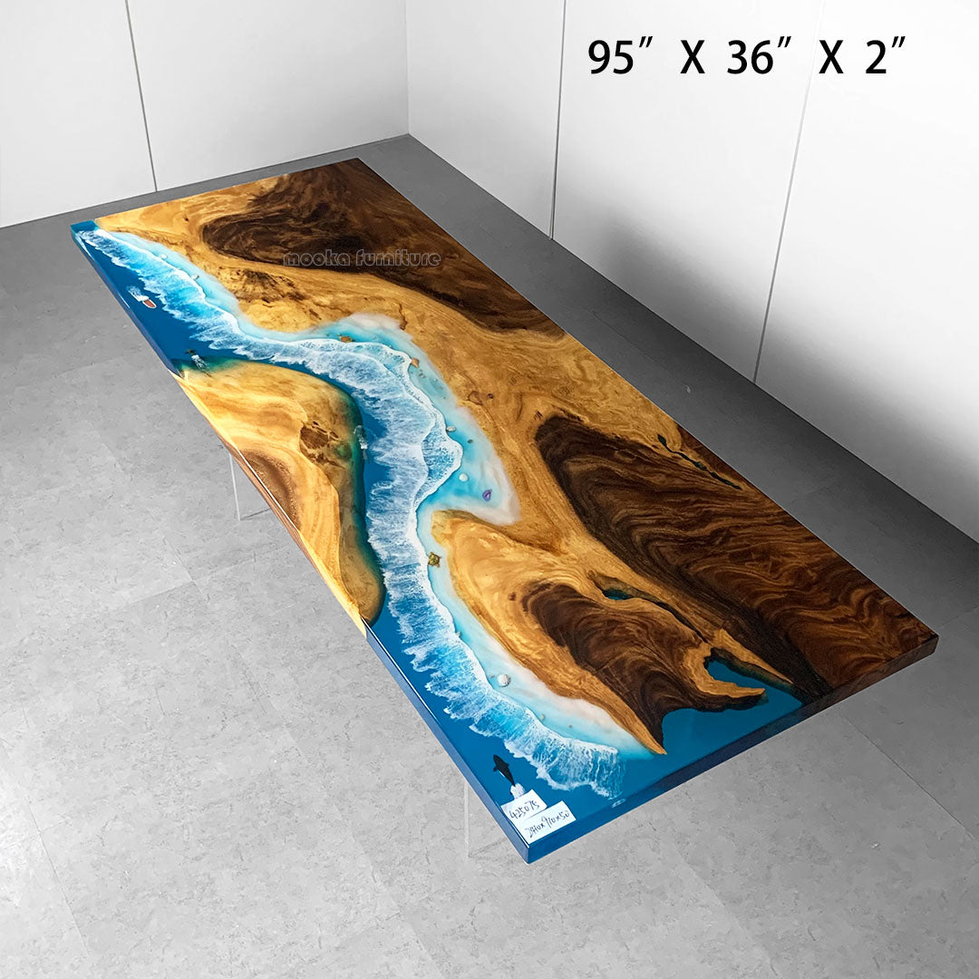 Resin Wood Dining Table - MOOKAFURNITURE