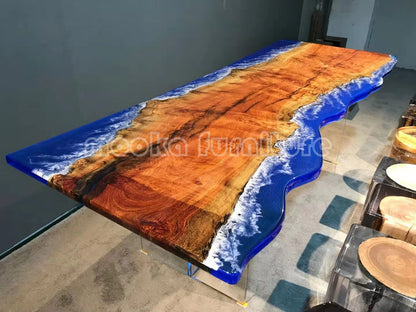 Resin Wood Dining Table - MOOKAFURNITURE