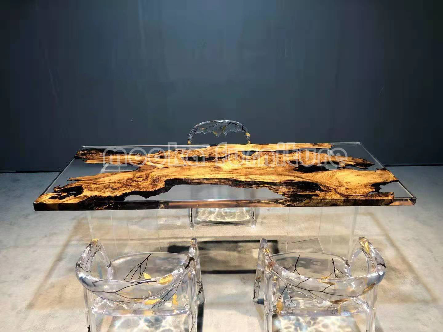 Resin Wood Dining Table - MOOKAFURNITURE