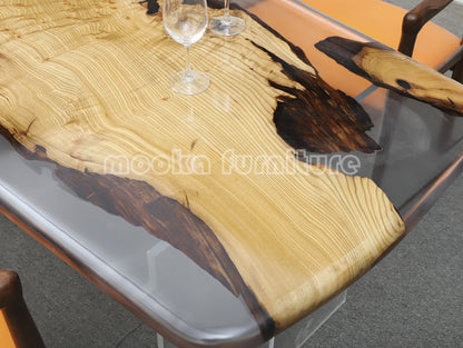 Resin Wood Dining Table - MOOKAFURNITURE