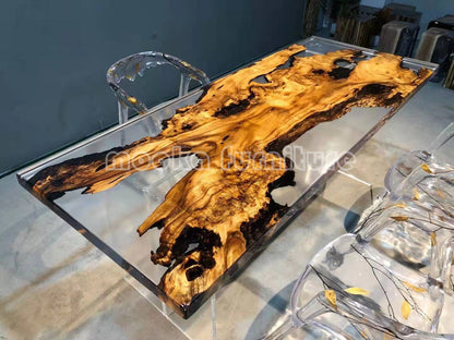 Resin Wood Dining Table - MOOKAFURNITURE