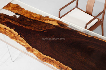 Resin Wood Dining Table - MOOKAFURNITURE