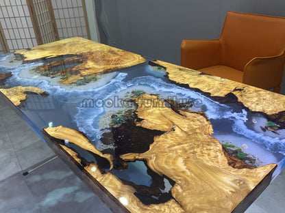 Resin Wood Dining Table - MOOKAFURNITURE