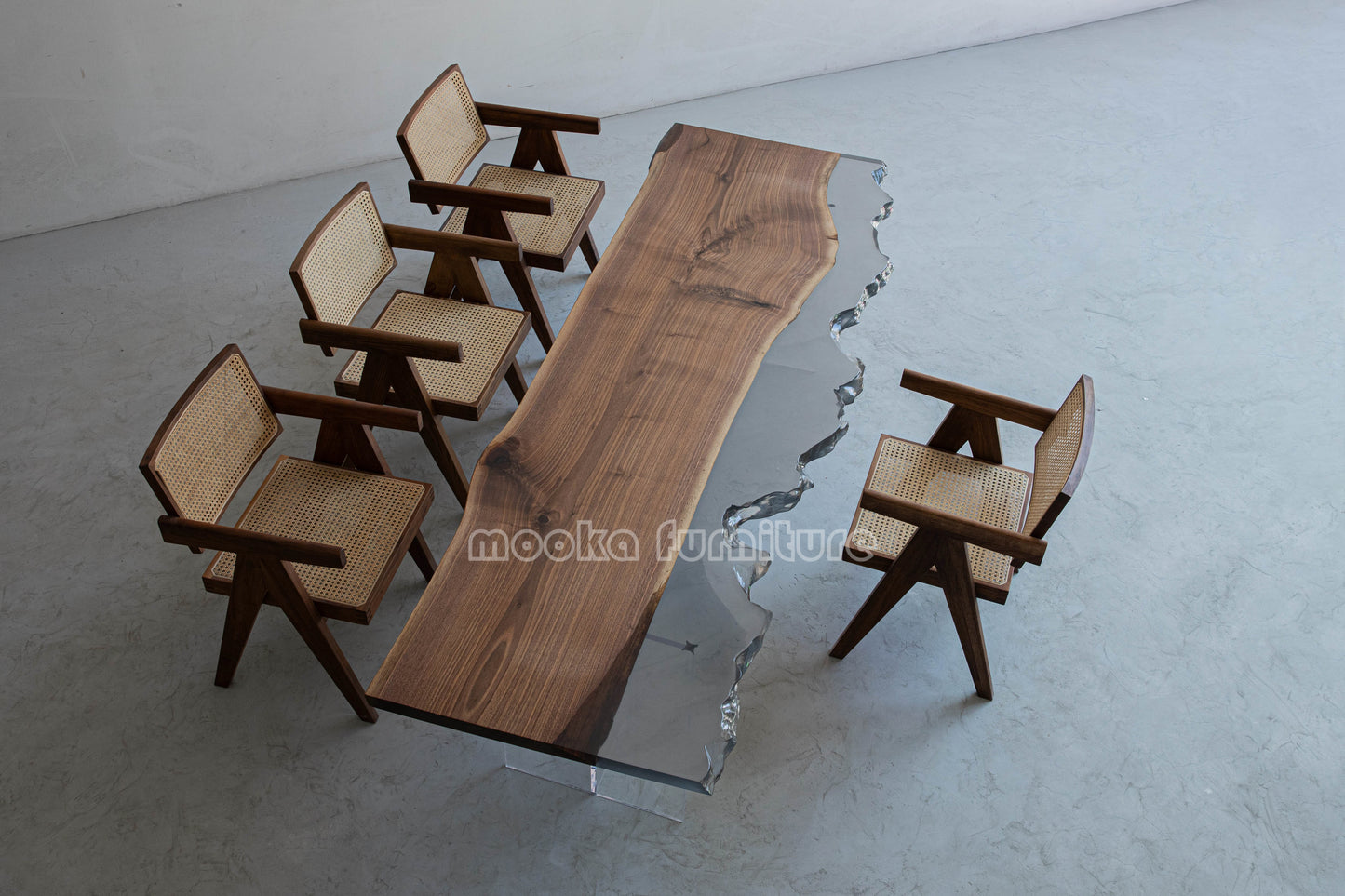 Resin Wood Dining Table - MOOKAFURNITURE