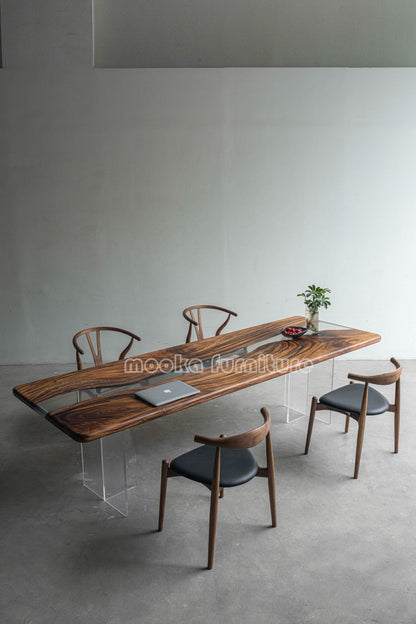 Resin Wood Dining Table - MOOKAFURNITURE