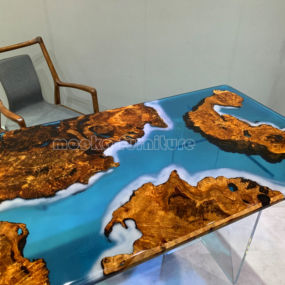 Resin Wood Dining Table - MOOKAFURNITURE