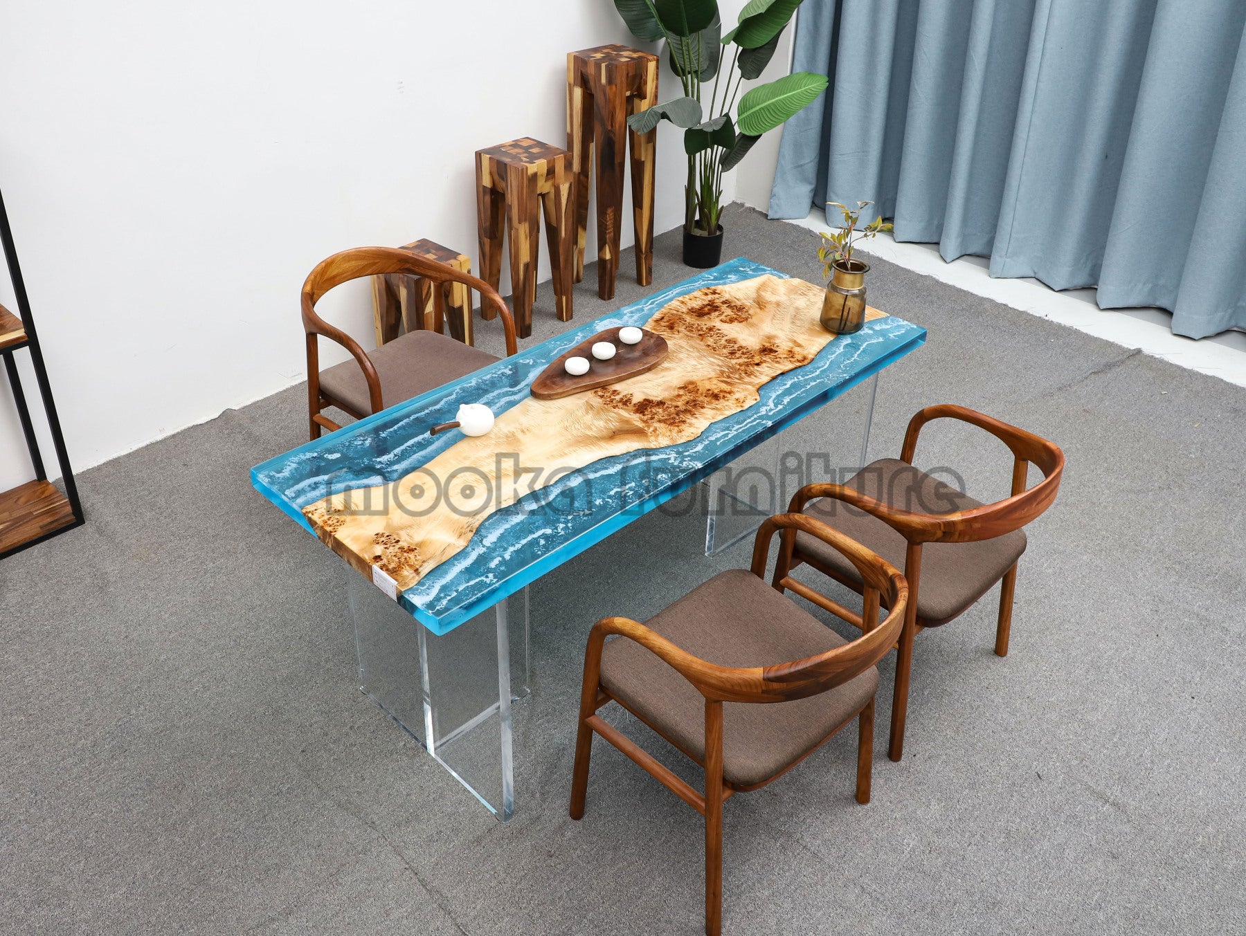 Resin Wood Table - MOOKAFURNITURE