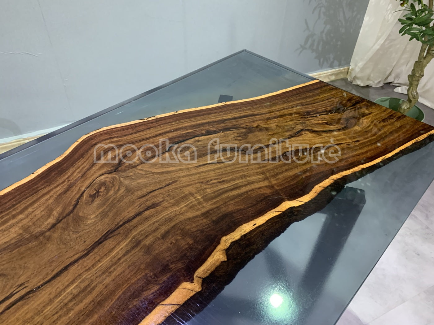 Resin Wood Dining Table - MOOKAFURNITURE