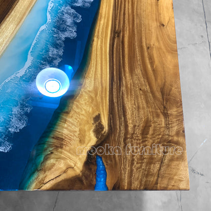 Resin Wood Dining Table - MOOKAFURNITURE