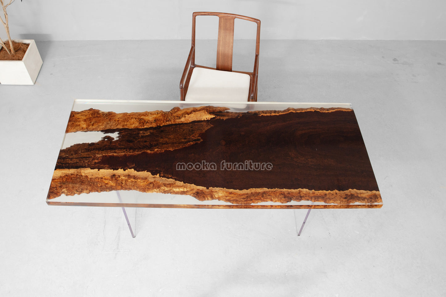 Resin Wood Dining Table - MOOKAFURNITURE