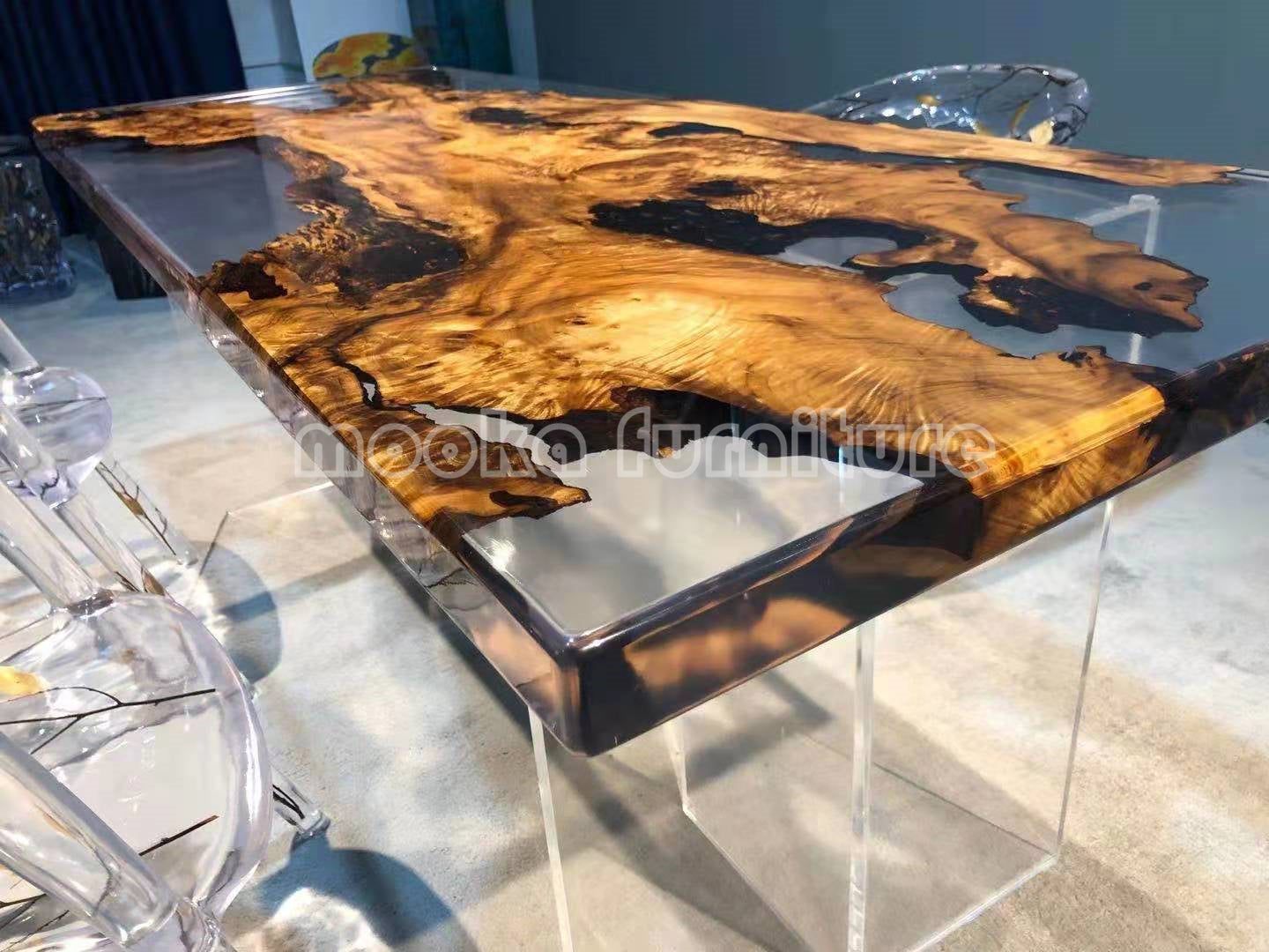 Resin Wood Dining Table - MOOKAFURNITURE