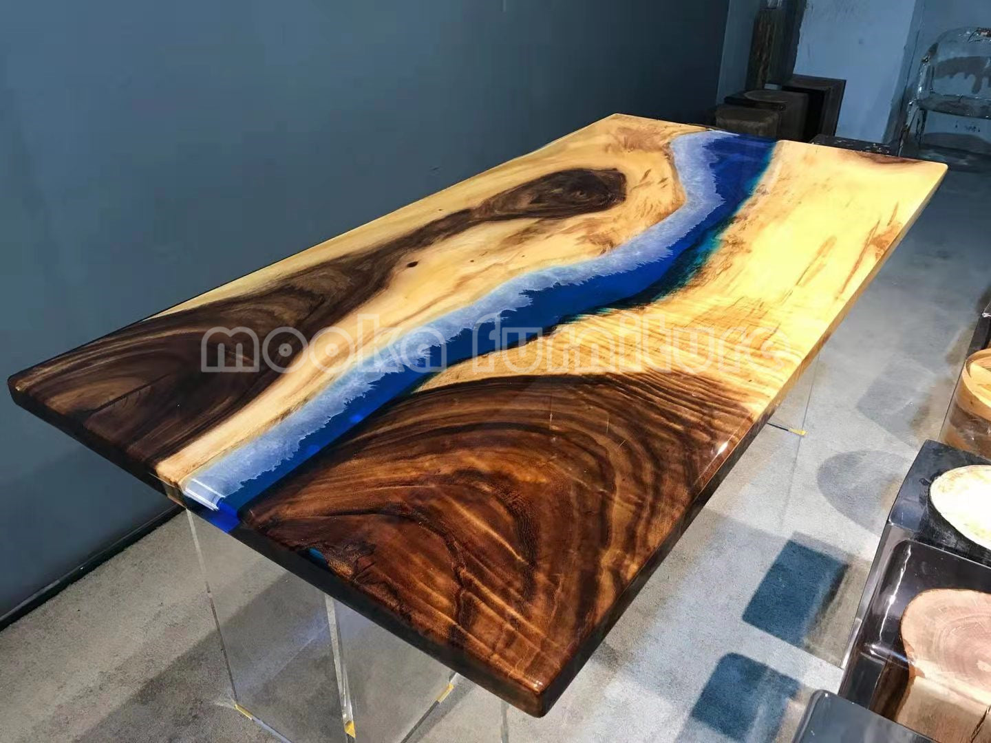 Resin Wood Dining Table - MOOKAFURNITURE