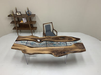 Resin Wood Dining Table - MOOKAFURNITURE