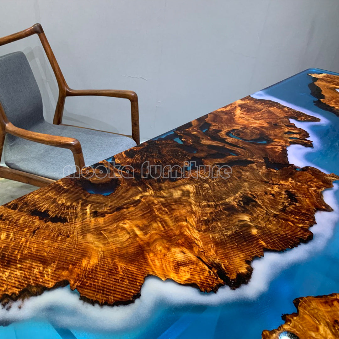 Resin Wood Dining Table - MOOKAFURNITURE