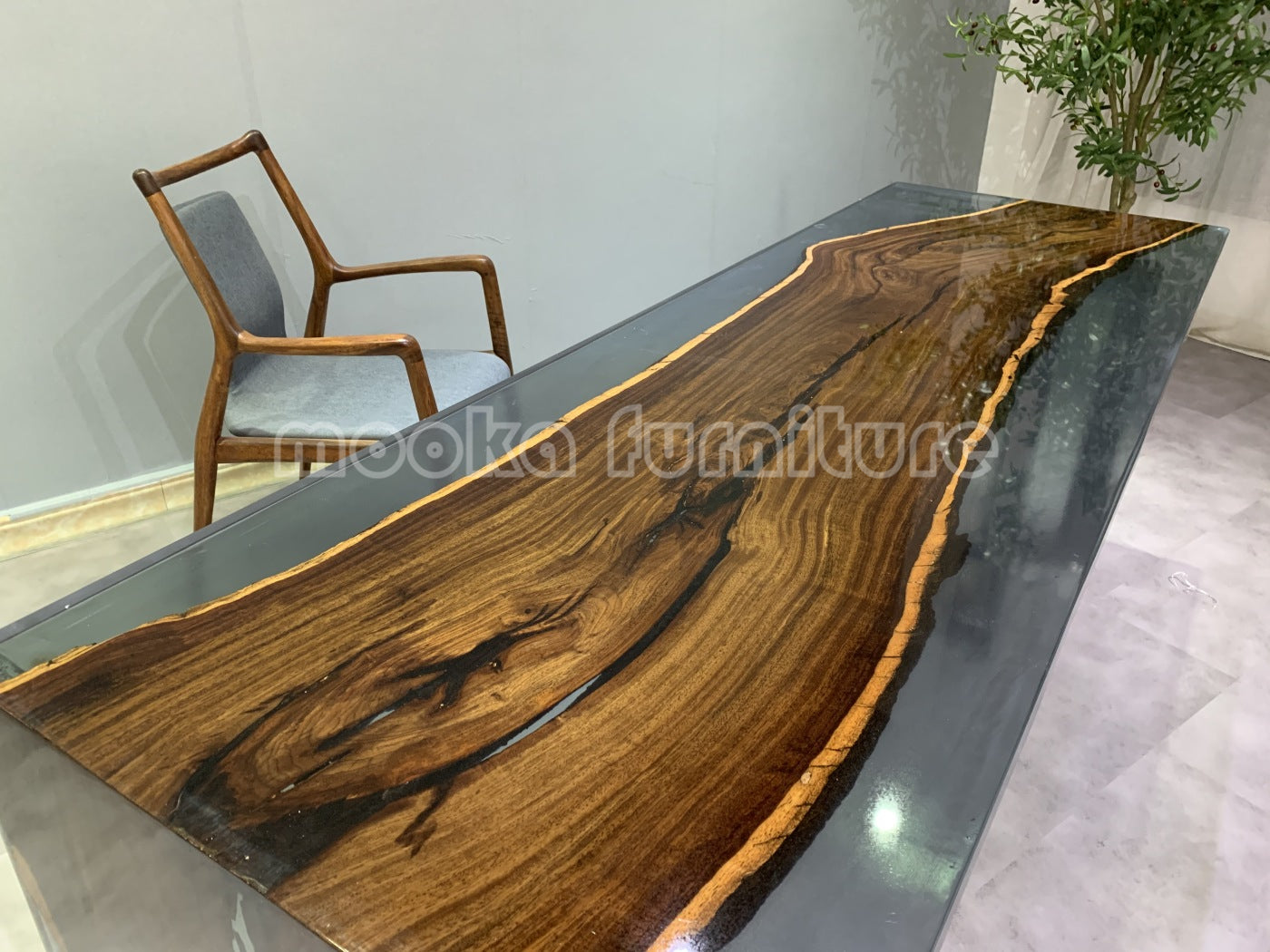 Resin Wood Dining Table - MOOKAFURNITURE