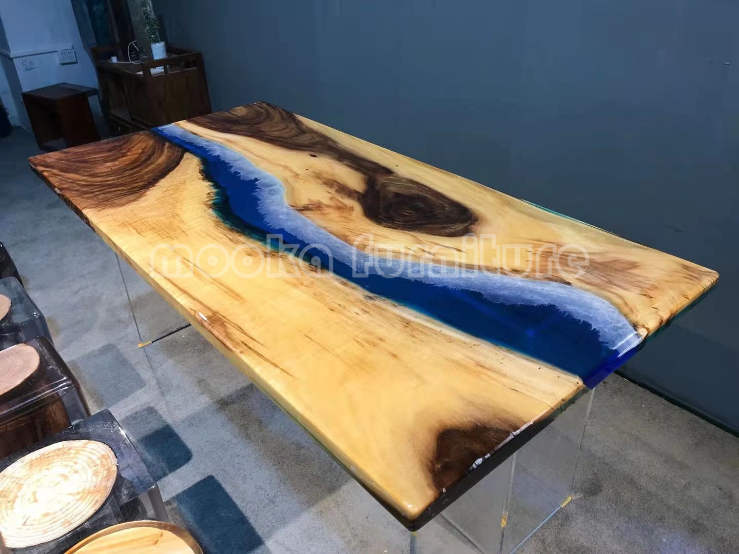 Resin Wood Dining Table - MOOKAFURNITURE