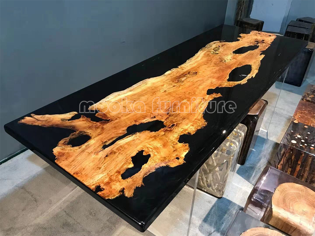 Resin Wood Dining Table - MOOKAFURNITURE