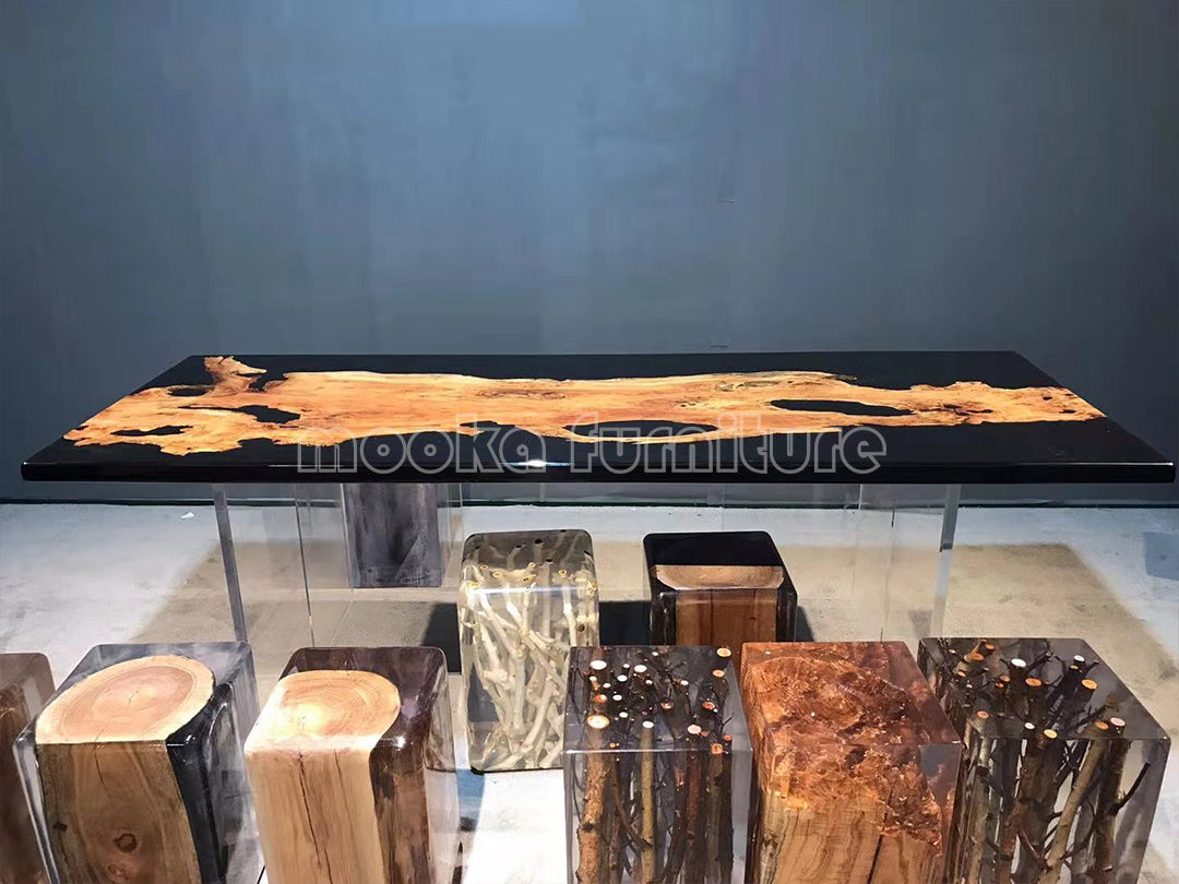 Resin Wood Dining Table - MOOKAFURNITURE