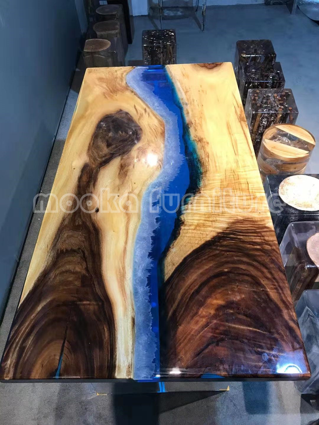 Resin Wood Dining Table - MOOKAFURNITURE