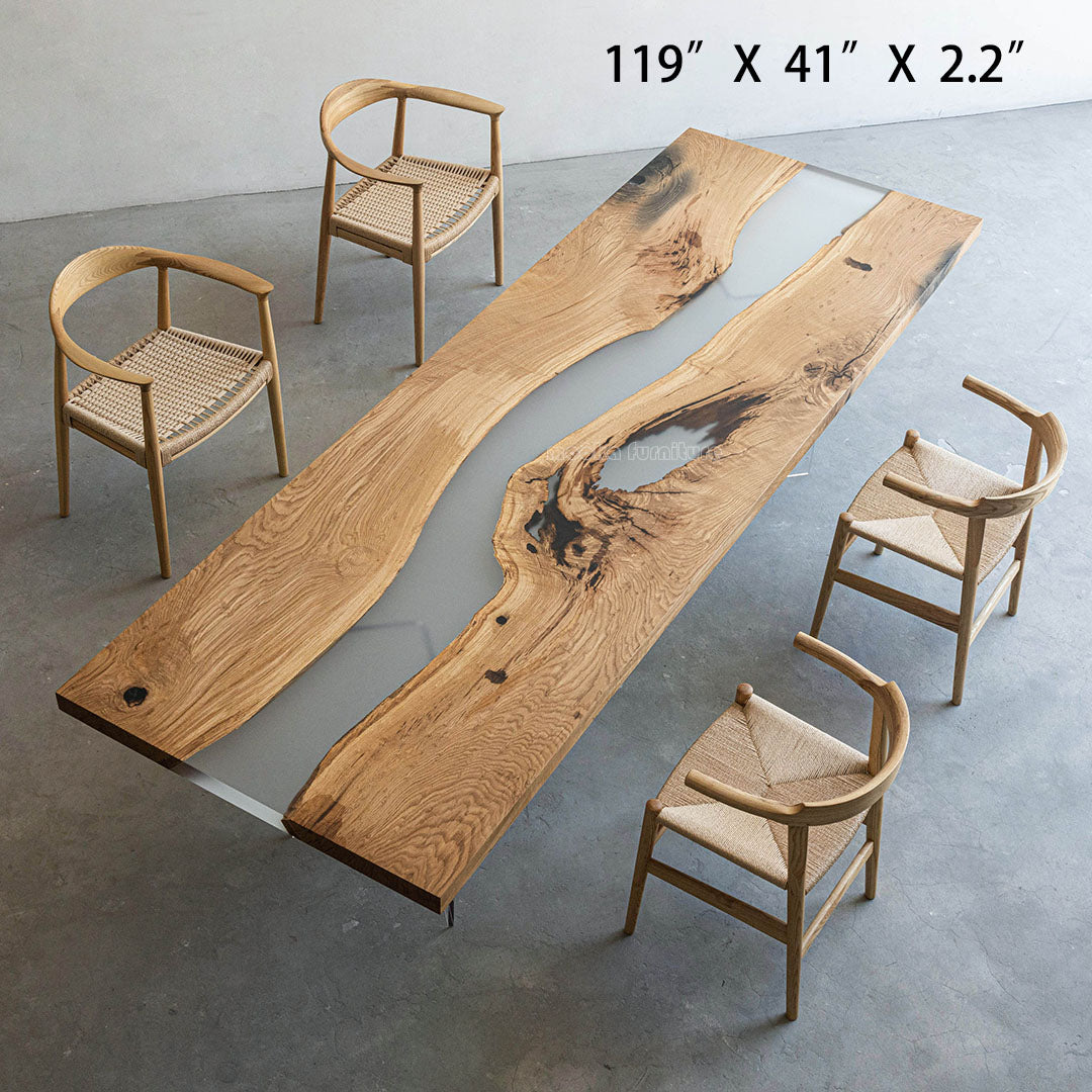 Resin Wood Dining Table - MOOKAFURNITURE