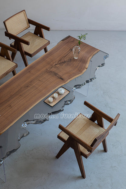 Resin Wood Dining Table - MOOKAFURNITURE