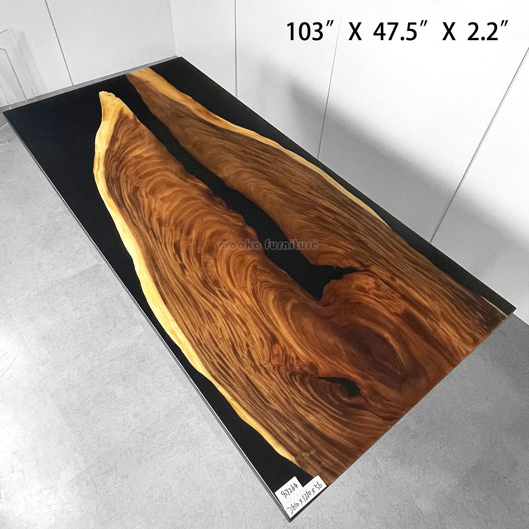 Resin Wood Dining Table - MOOKAFURNITURE