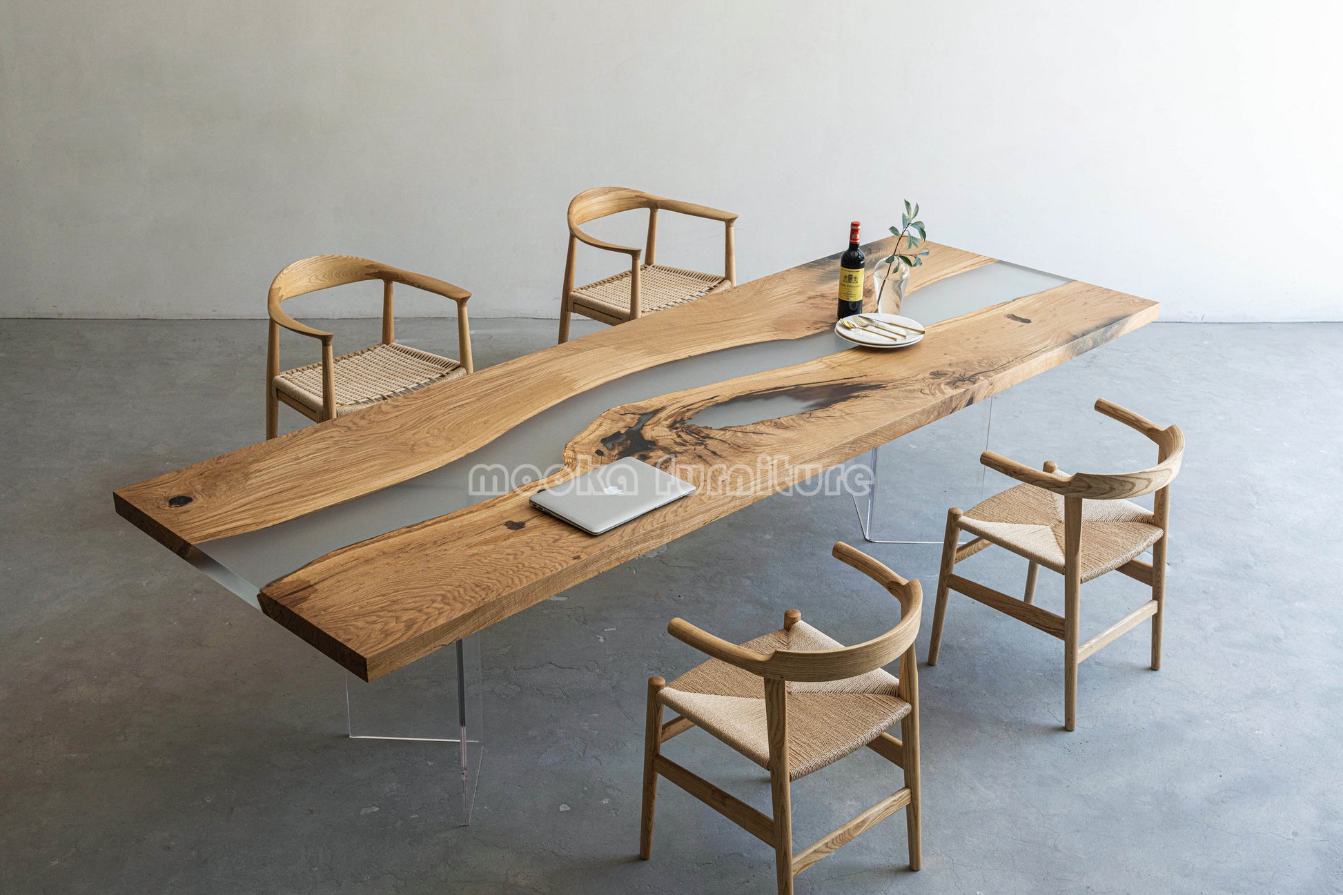 Resin Wood Dining Table - MOOKAFURNITURE